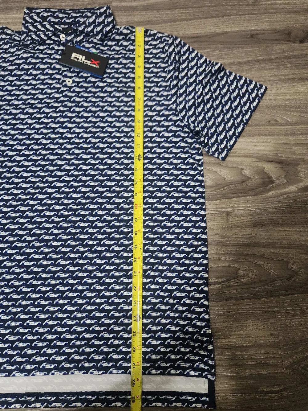 Ralph Lauren Navy Polo with White Pattern